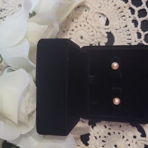 LOW START!!! Genuine Pink Pearl Earrings New  925 Sterling Silver